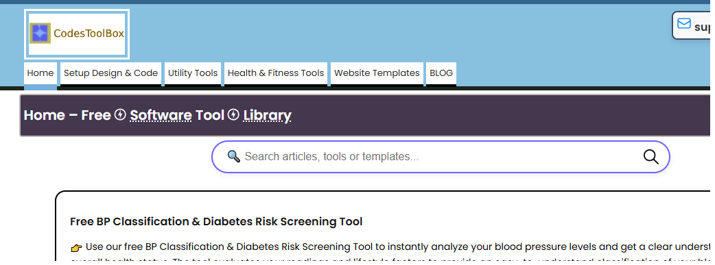 portfolio work -  CodesToolbox website